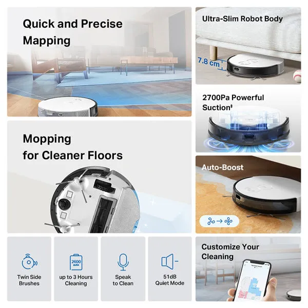 TAPO RV20 Mop - MagSlim LiDAR navigation Robot Vacuum & Mop