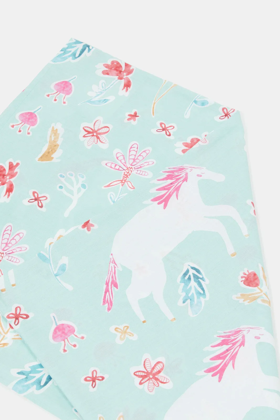 Teal Unicorn Printed Kids Comforter (Single Size)