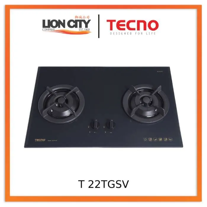 Tecno Uno T 22 TGSV Toughened Glass Hob (SCHOTT) 75cm, V.V.S  2 Burners (2x Big)