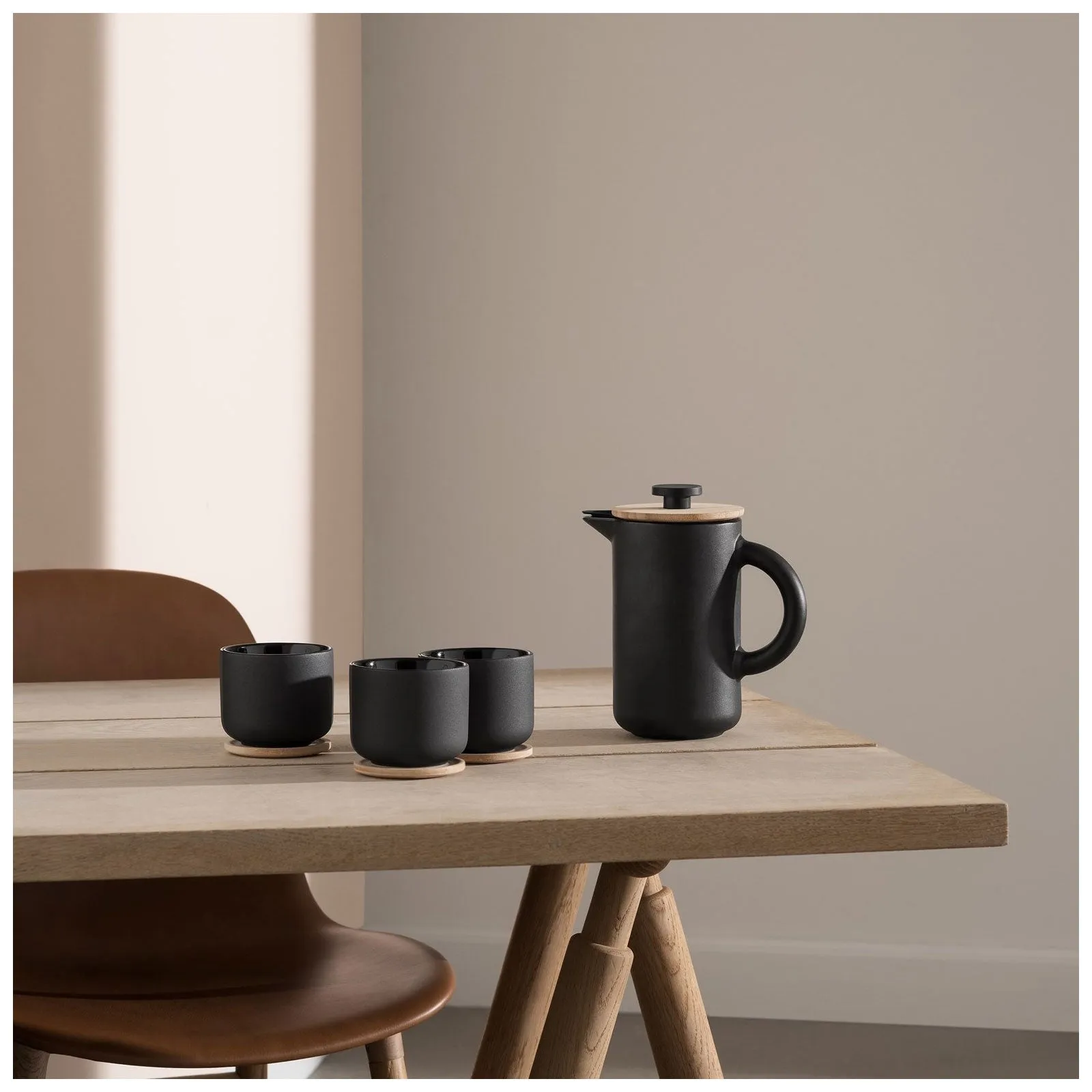 Theo French Press in Matte Black Ceramic