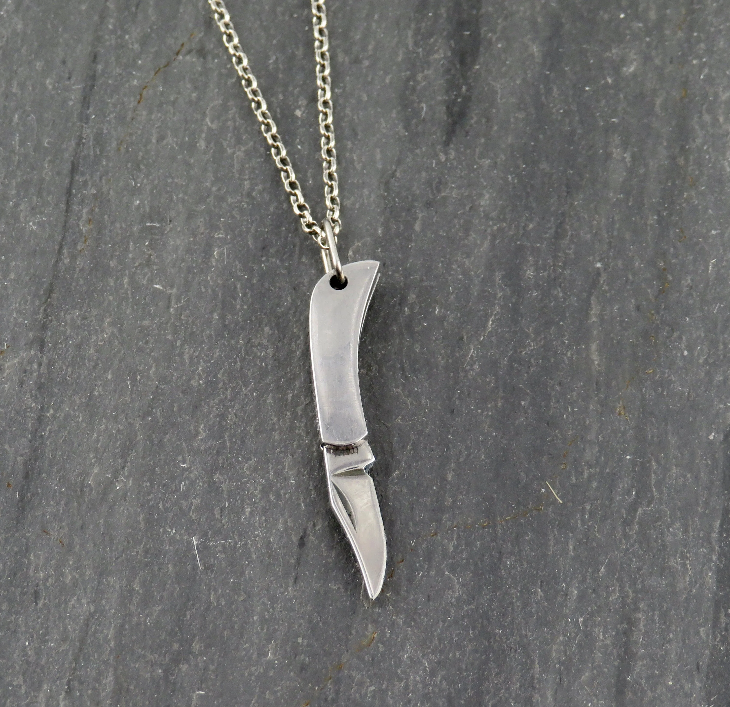 Tiny Silver Knife Necklace