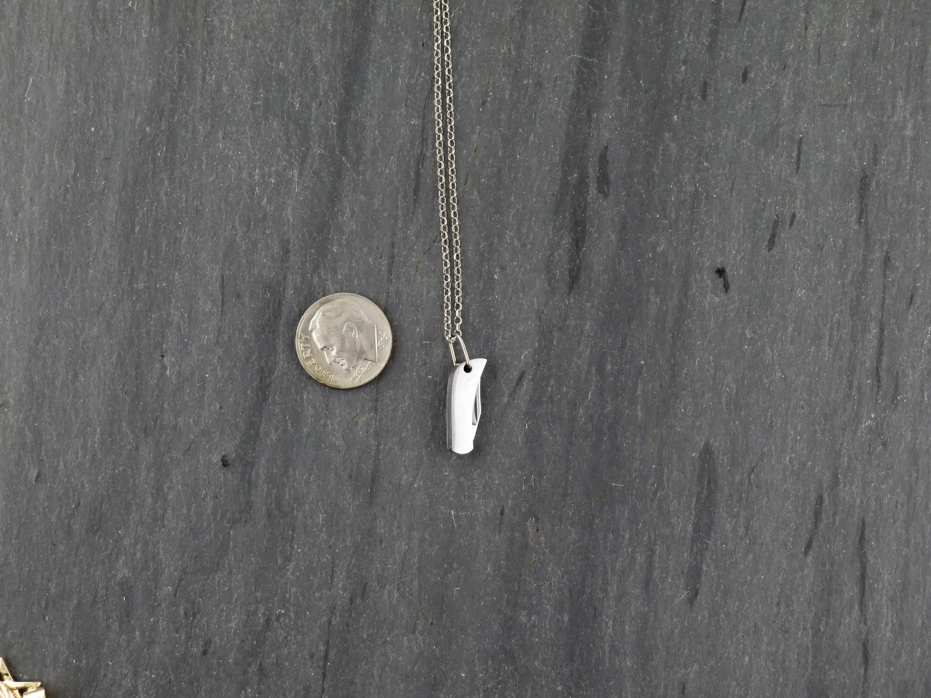 Tiny Silver Knife Necklace