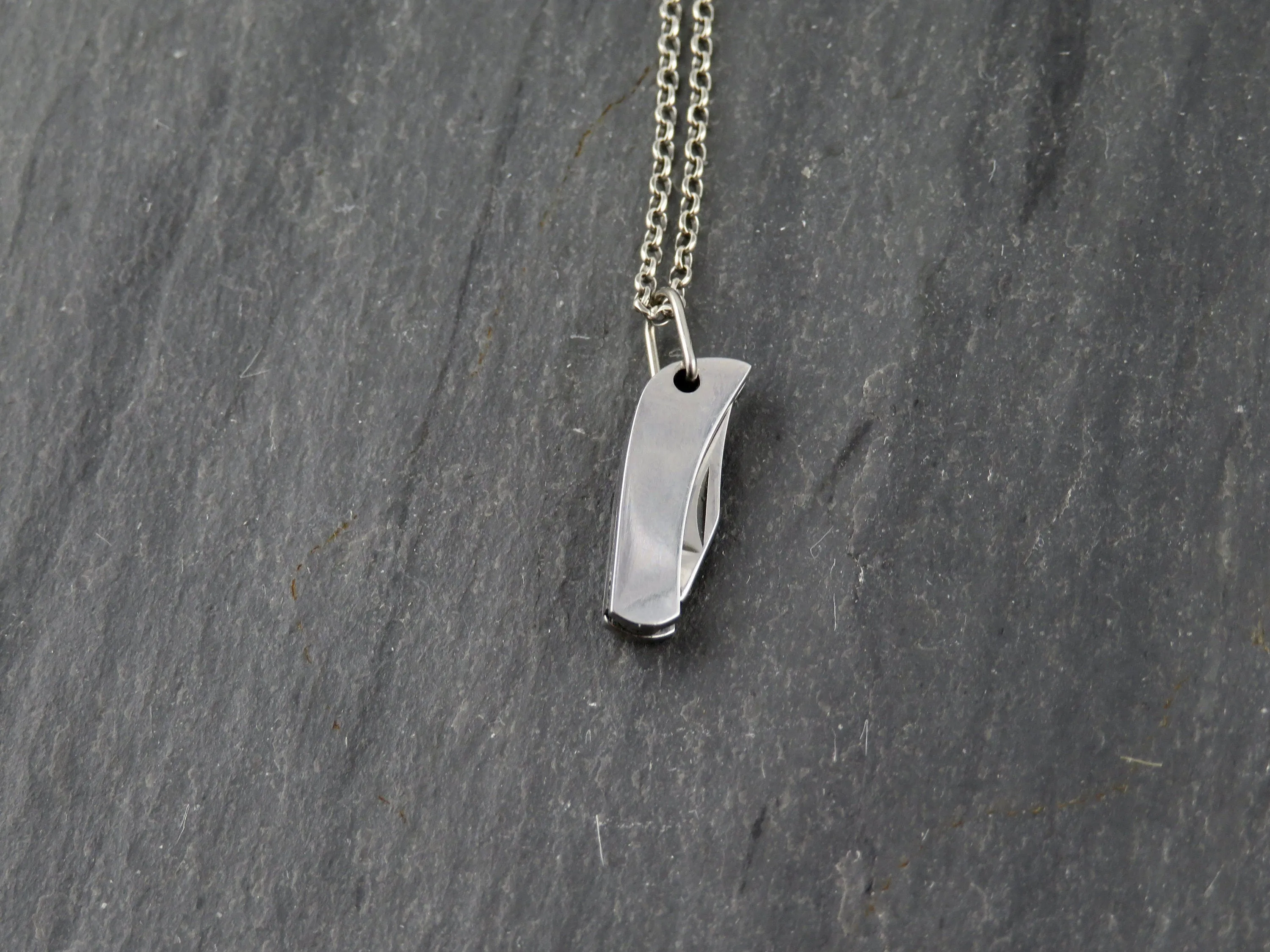 Tiny Silver Knife Necklace