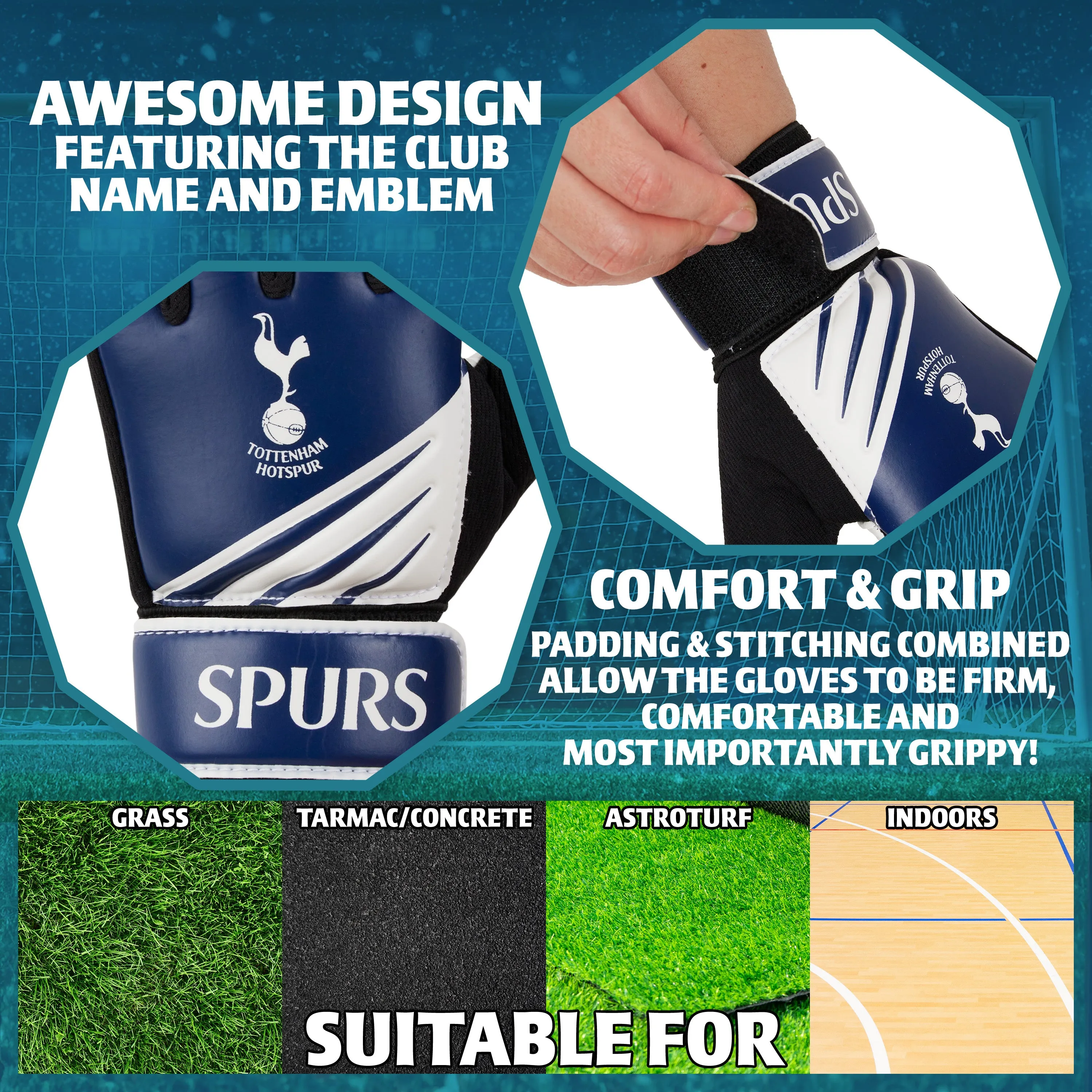 Tottenham Hotspur F.C. Goalkeeper Gloves for Kids - Size 7