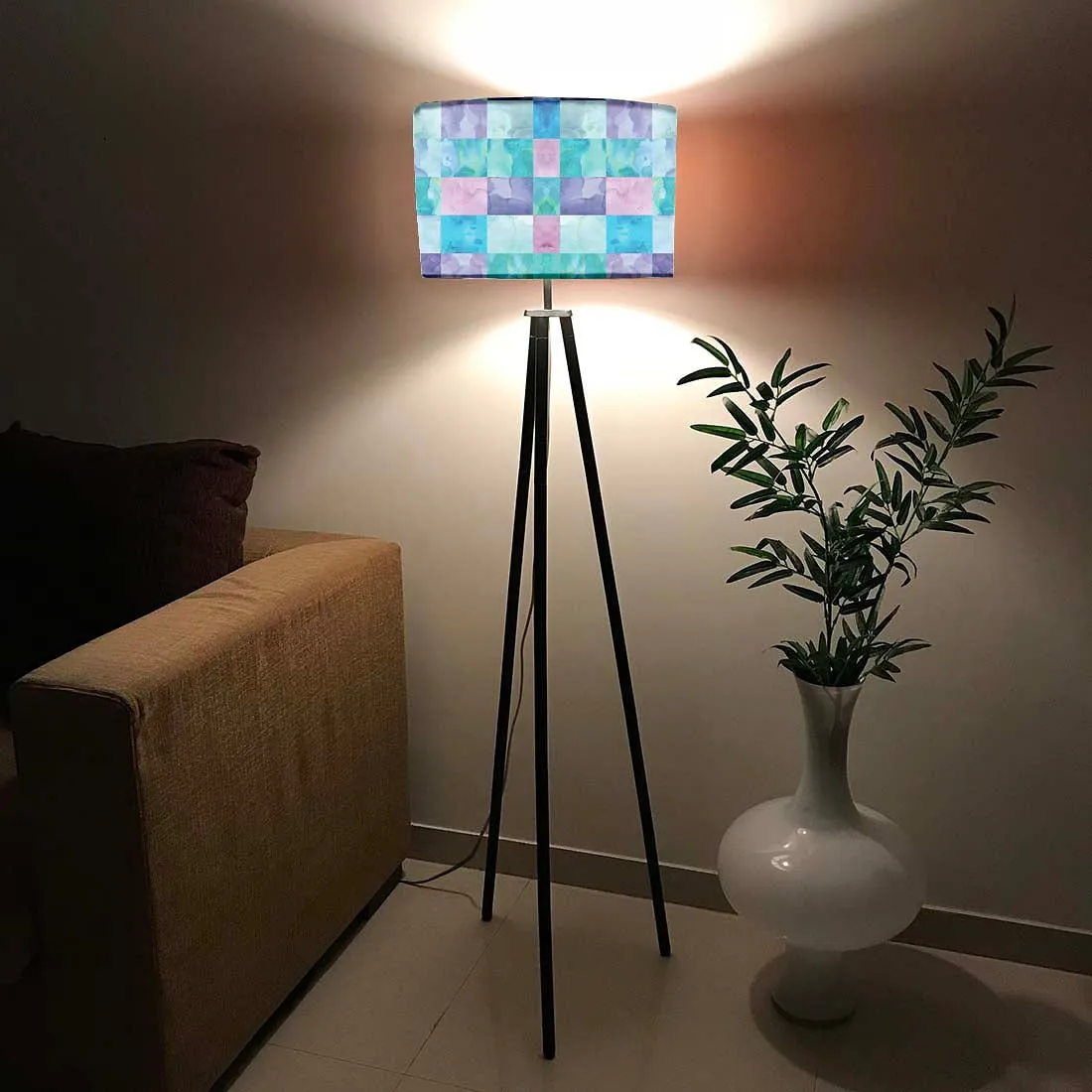 Tripod Floor Lamp Standing Light for Living Rooms -Colorful Stone Effect