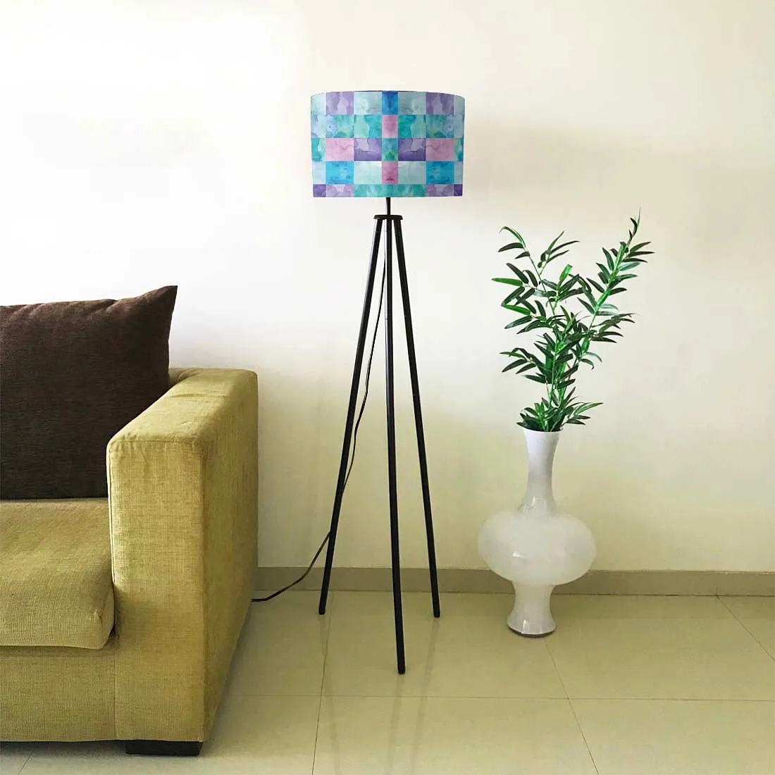 Tripod Floor Lamp Standing Light for Living Rooms -Colorful Stone Effect