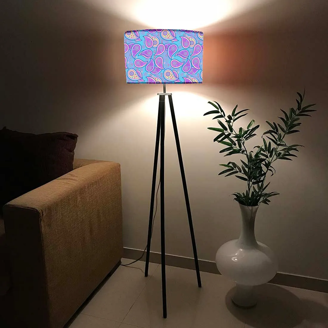 Tripod Floor Lamp Standing Light for Living Rooms -Paisley