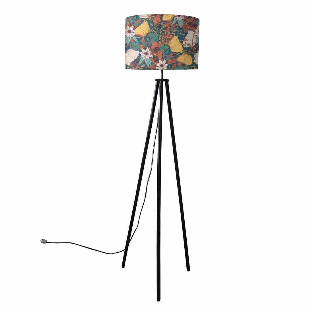 Tripod Standing End Table Floor Lamp - Autumn Leaves