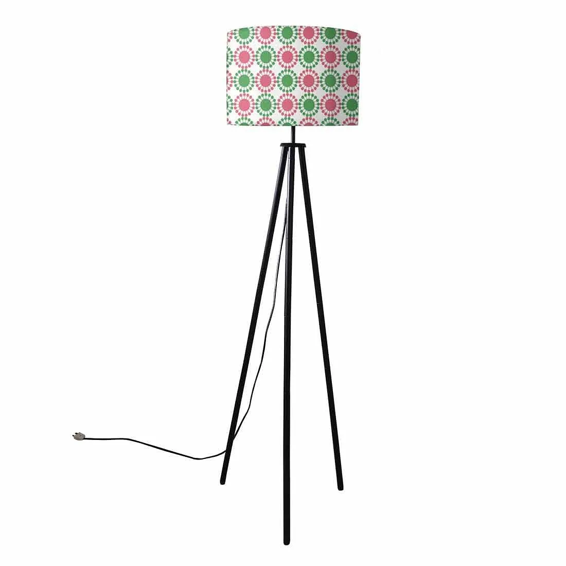 Tripod Standing Floor Lamp -Green Pink Circles