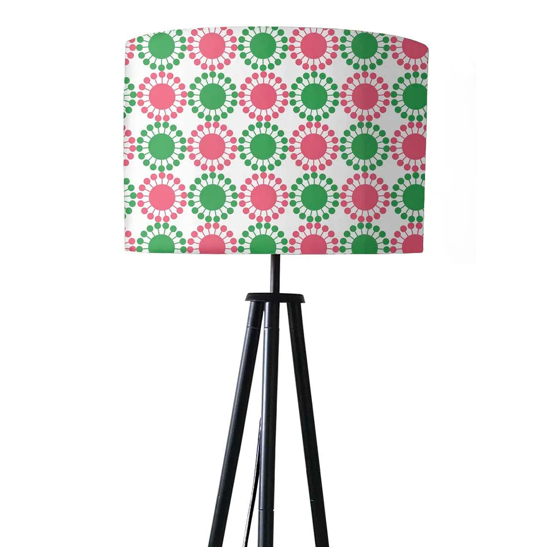 Tripod Standing Floor Lamp -Green Pink Circles