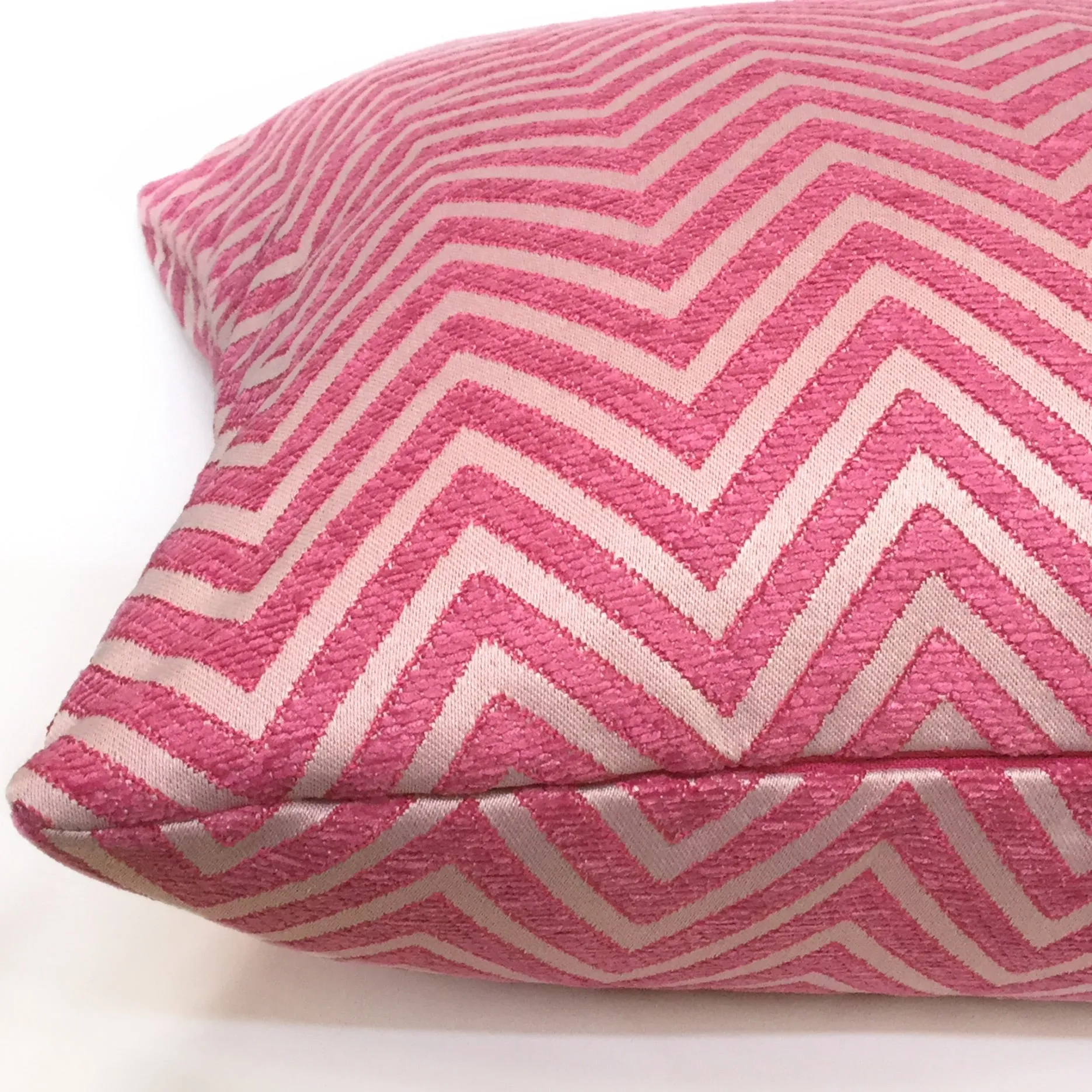 Two Tone Pink Chevron Zig Zag Upholstery Pillow Cover