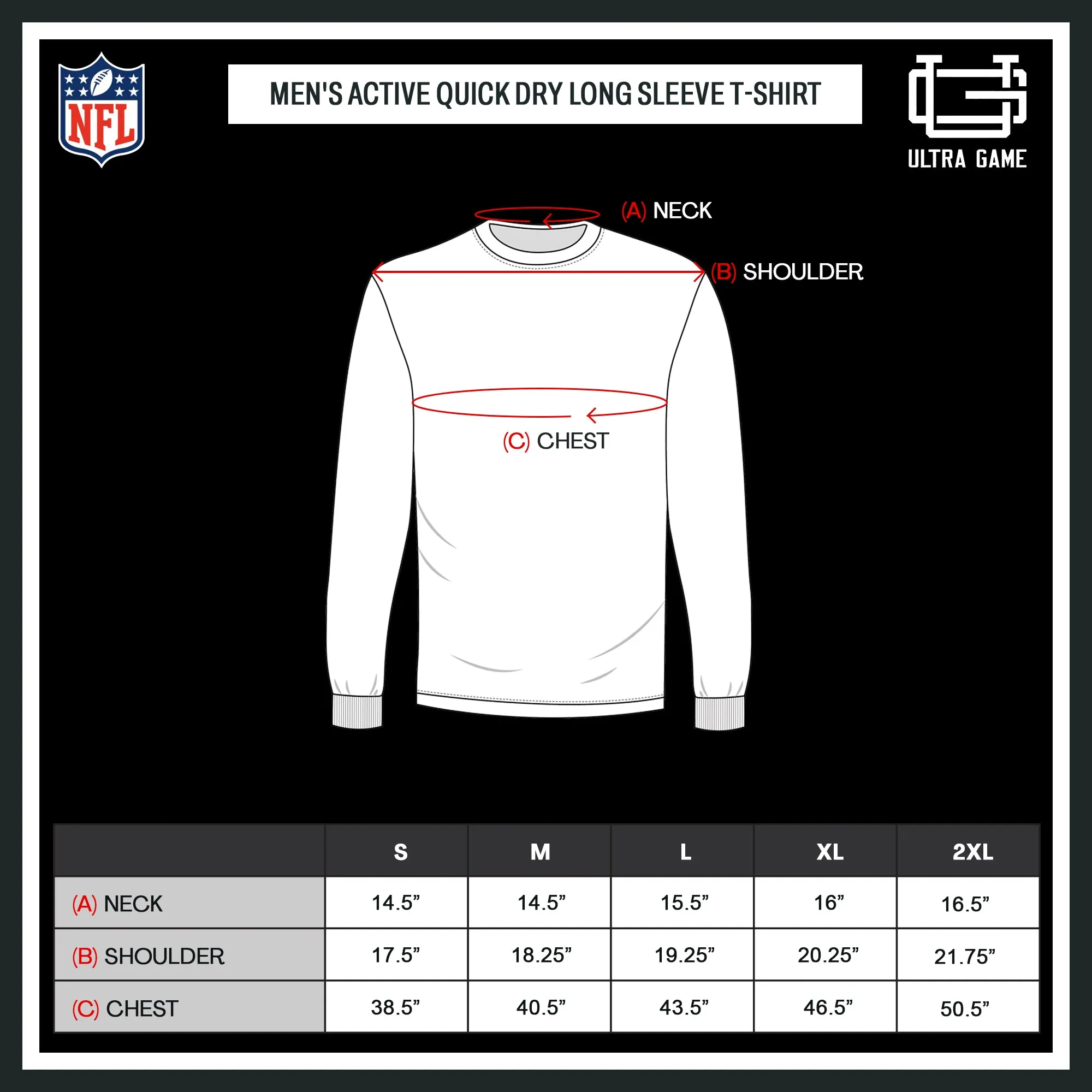 Ultra Game Men's NFL Official Super Soft Game Day Long Sleeve T-Shirt, Chicago Bears|Chicago Bears