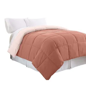 Veria Microfiber Comforter with Stitched Block Pattern, Orange - King Size