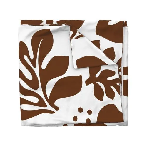 White and Chocolate Brown Hibiscus Hawaiian Flowers Duvet Cover -Large Scale