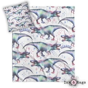 White T-Rex Dinocorn Decorative Throw and Pillow Pillow Cover Set