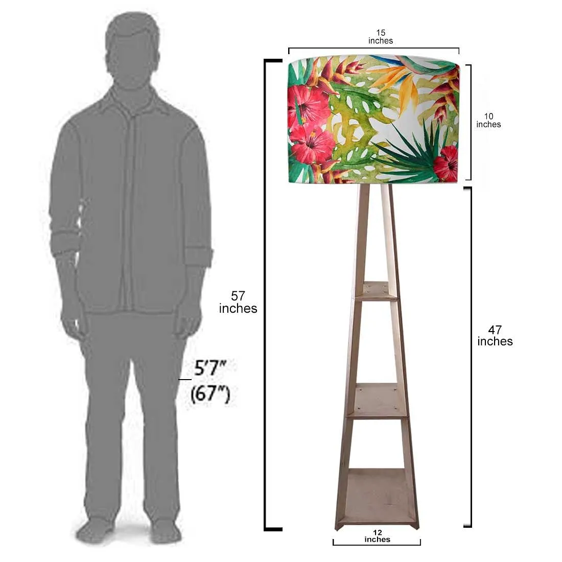 Wooden Cool Floor Lamps for Living Room - Floral