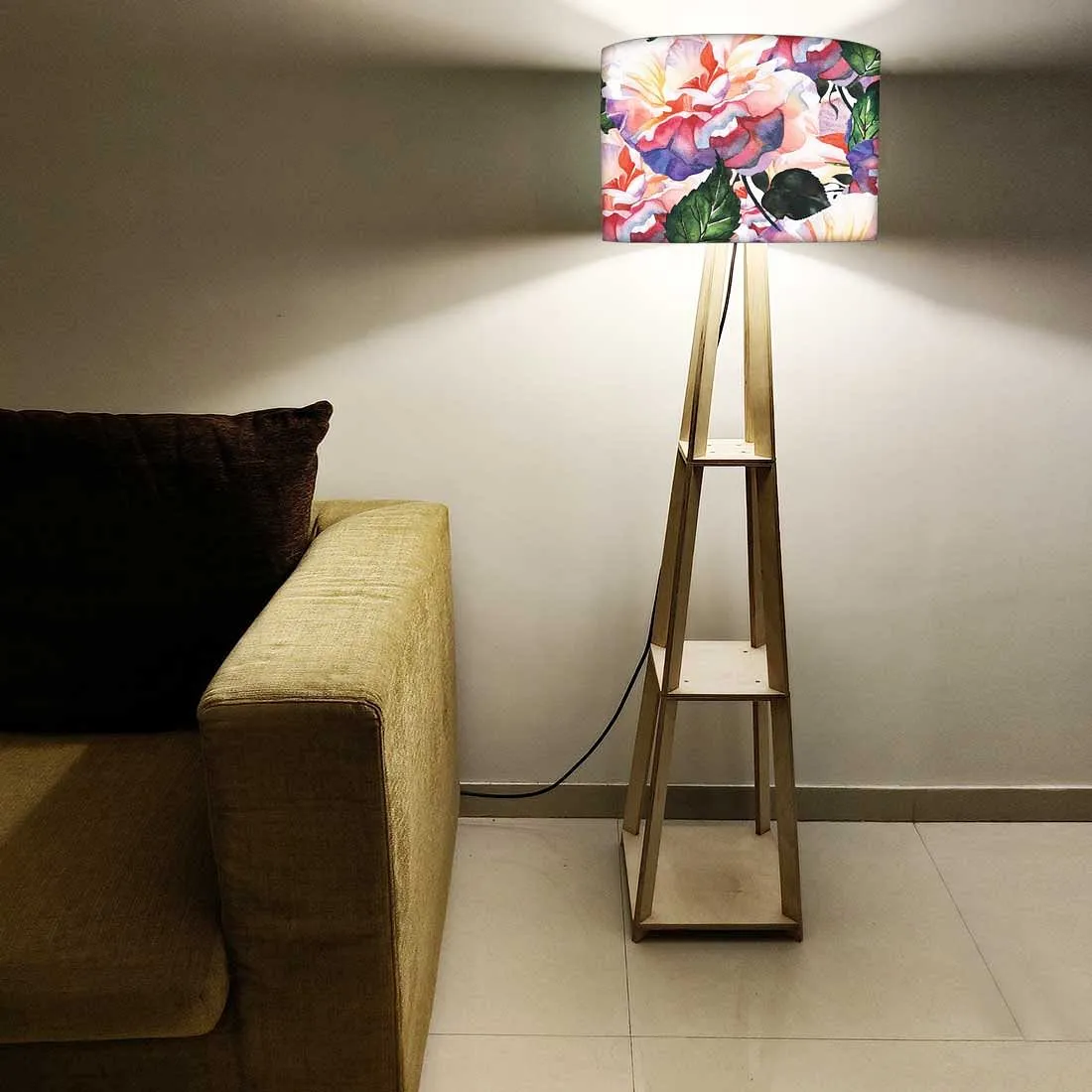 Wooden Floor Lamps Decor for Bedroom -  Flowers