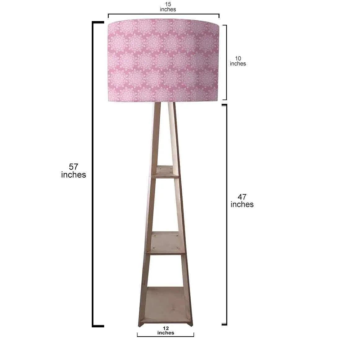 Wooden Tripod Floor Lamp  -   Pink Flower