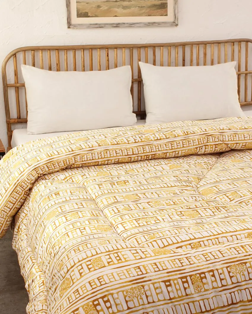 Yellow Sanchi Single Cotton Comforter | 60 x 90 inches