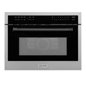 ZLINE Autograph Edition 24 in. 1.6 cu ft. Built-in Convection Microwave Oven in Fingerprint Resistant Stainless Steel with Matte Black Accents (MWOZ-24-SS-MB)