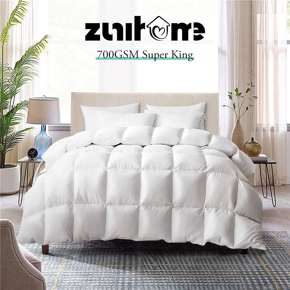 ZUNI Goose Down Duvet Quilt 700GSM Duvet Doona Winter Summer Quilt Super King