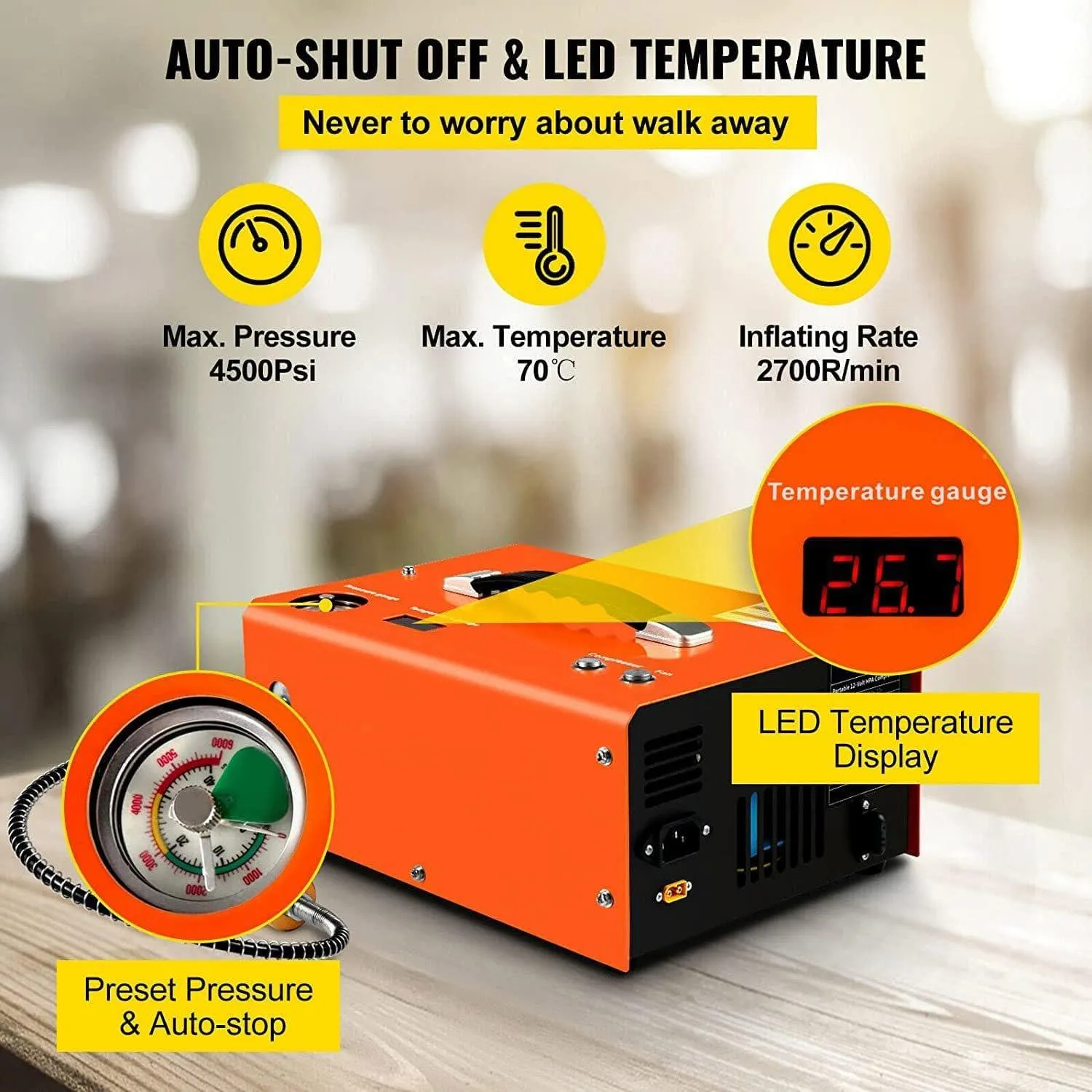 ZY® 12V / 240V COMPRESSOR (300 BAR) - AUTO SHUTOFF