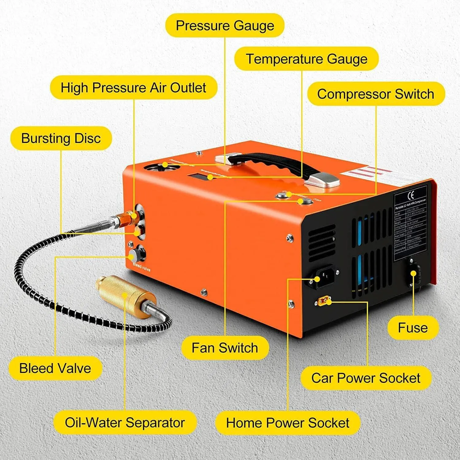 ZY® 12V / 240V COMPRESSOR (300 BAR) - AUTO SHUTOFF